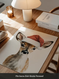 Rehkitz Weihnachtsmütze Aquarell