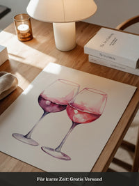 Weingläser Aquarell rot-rosa