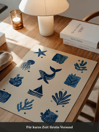 Marine Muster Blau Vintage