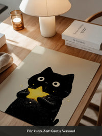 Schwarze Katze leuchtender Stern