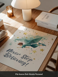 Junge fliegt Aquarell Sterne
