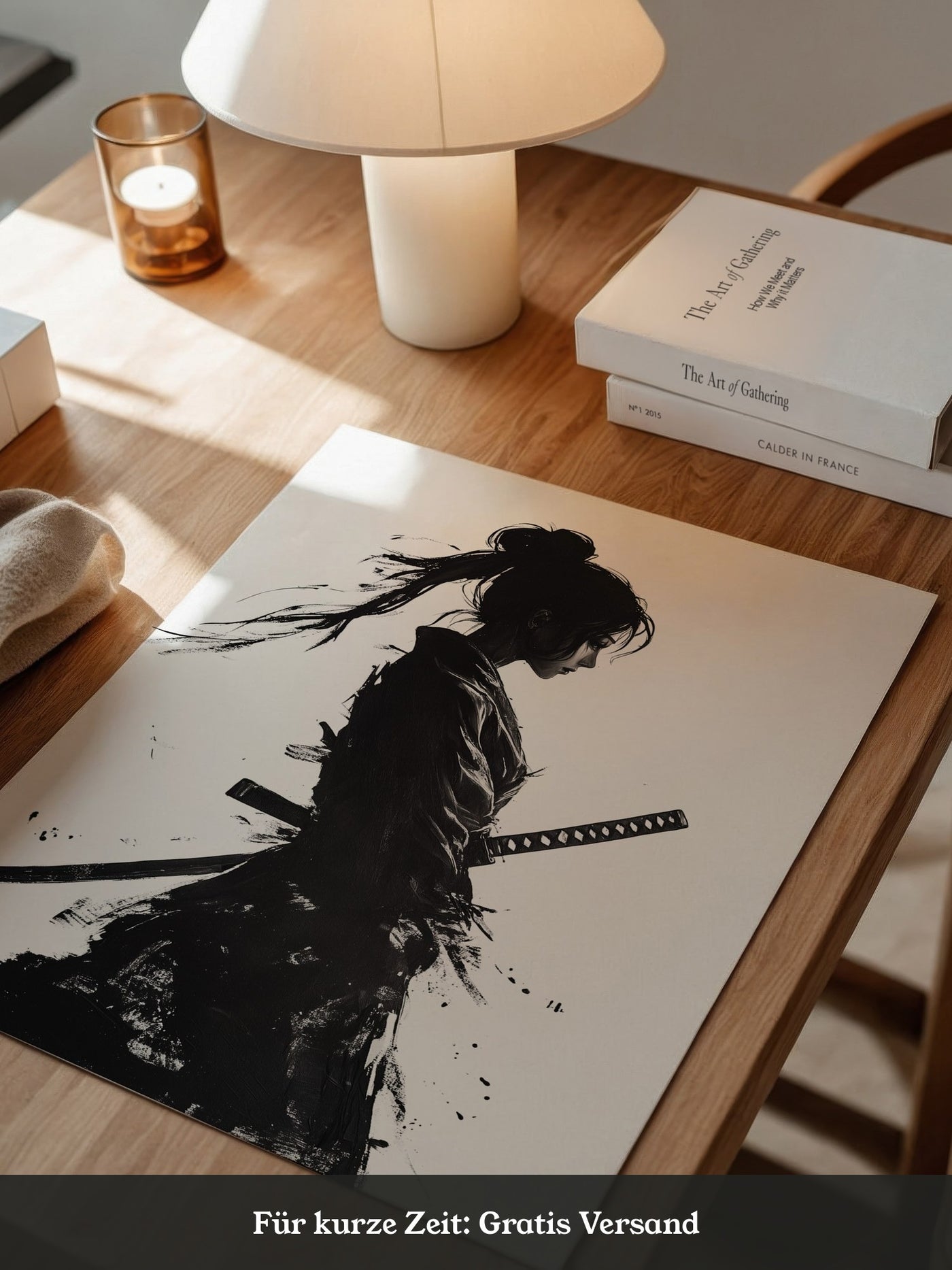 Kriegerin der Stille – Samurai-Frau in Tusche