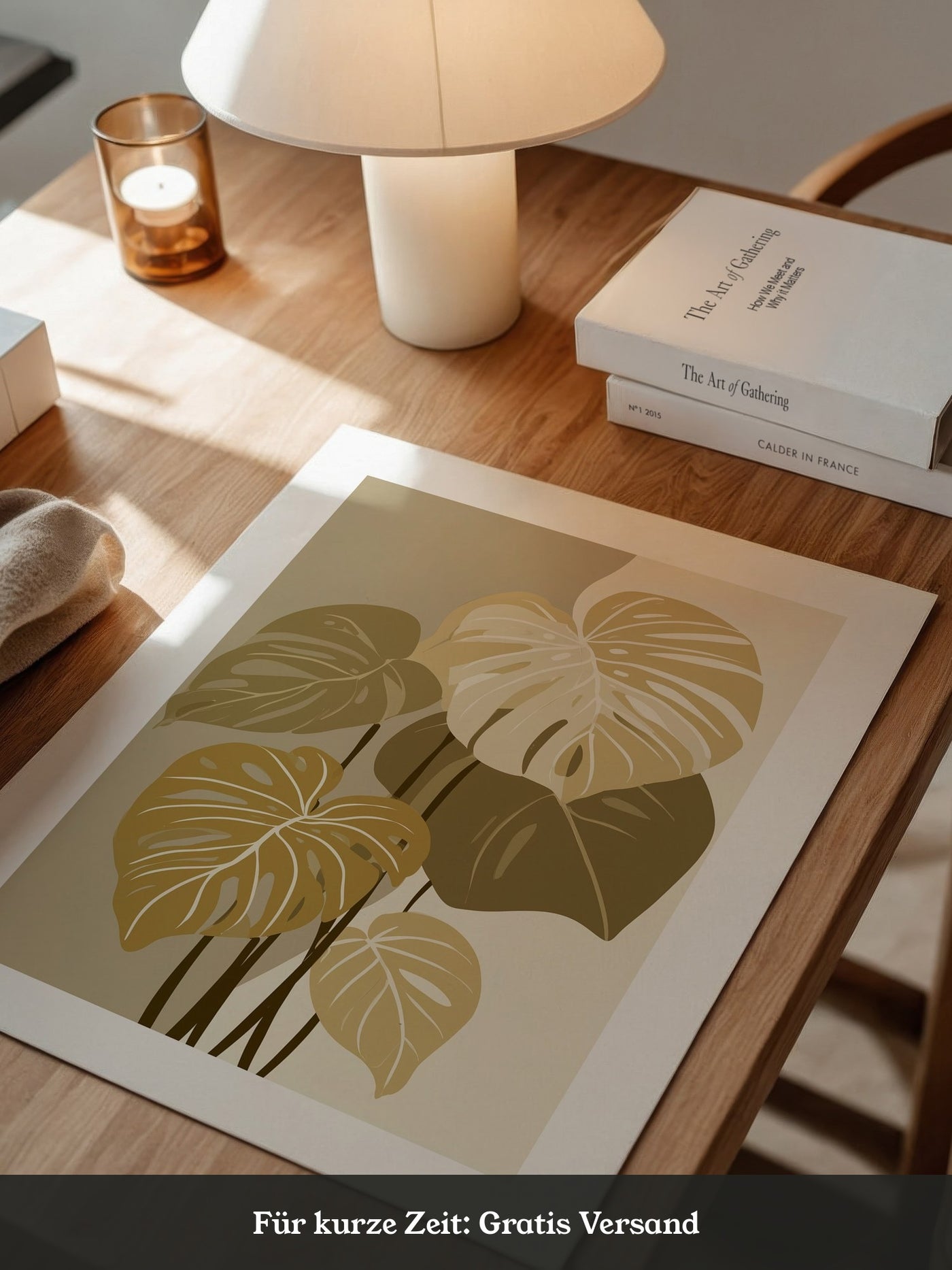 Monstera Blätter Beige Töne