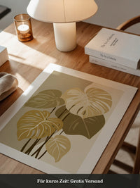 Monstera Blätter Beige Töne