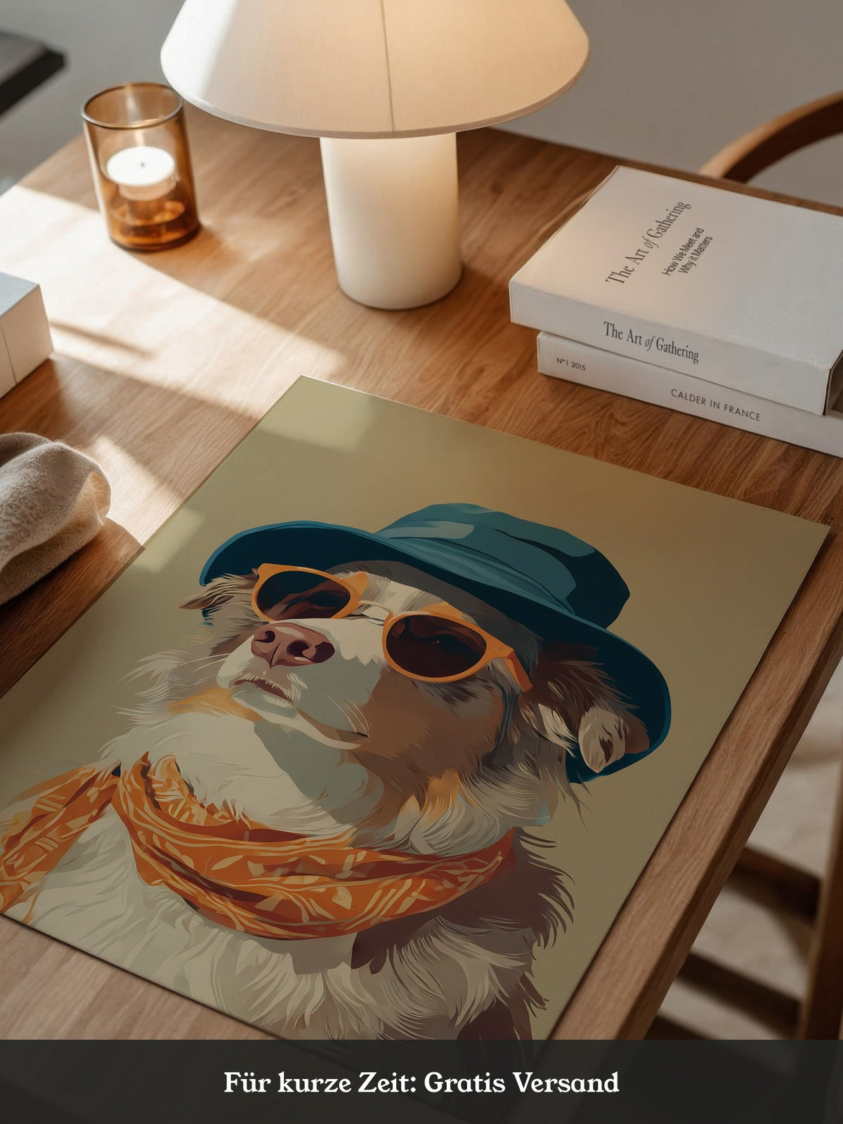 Hund mit Hut und Sonnenbrille