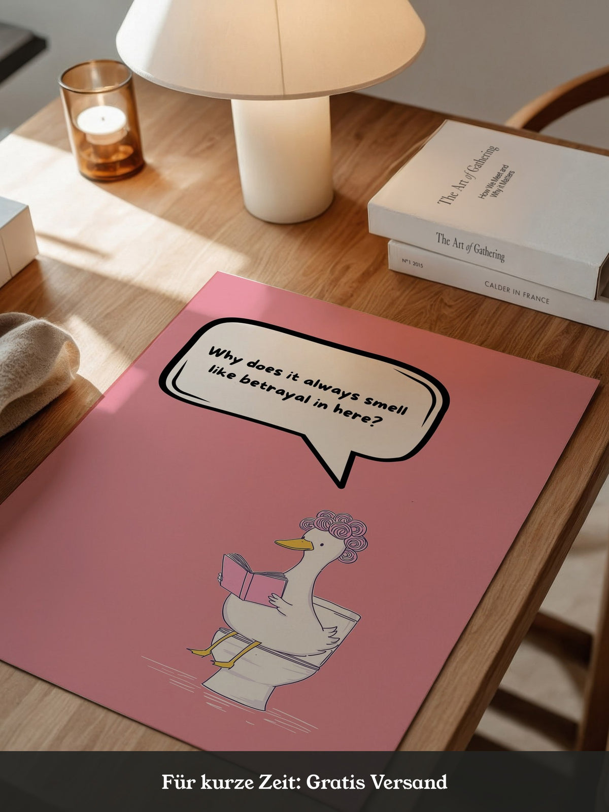Ente Toilette Lesend Cartoon