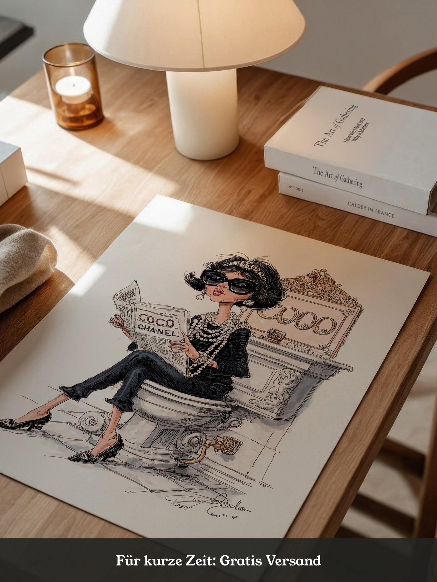 Chic Frau Toilette Karikatur