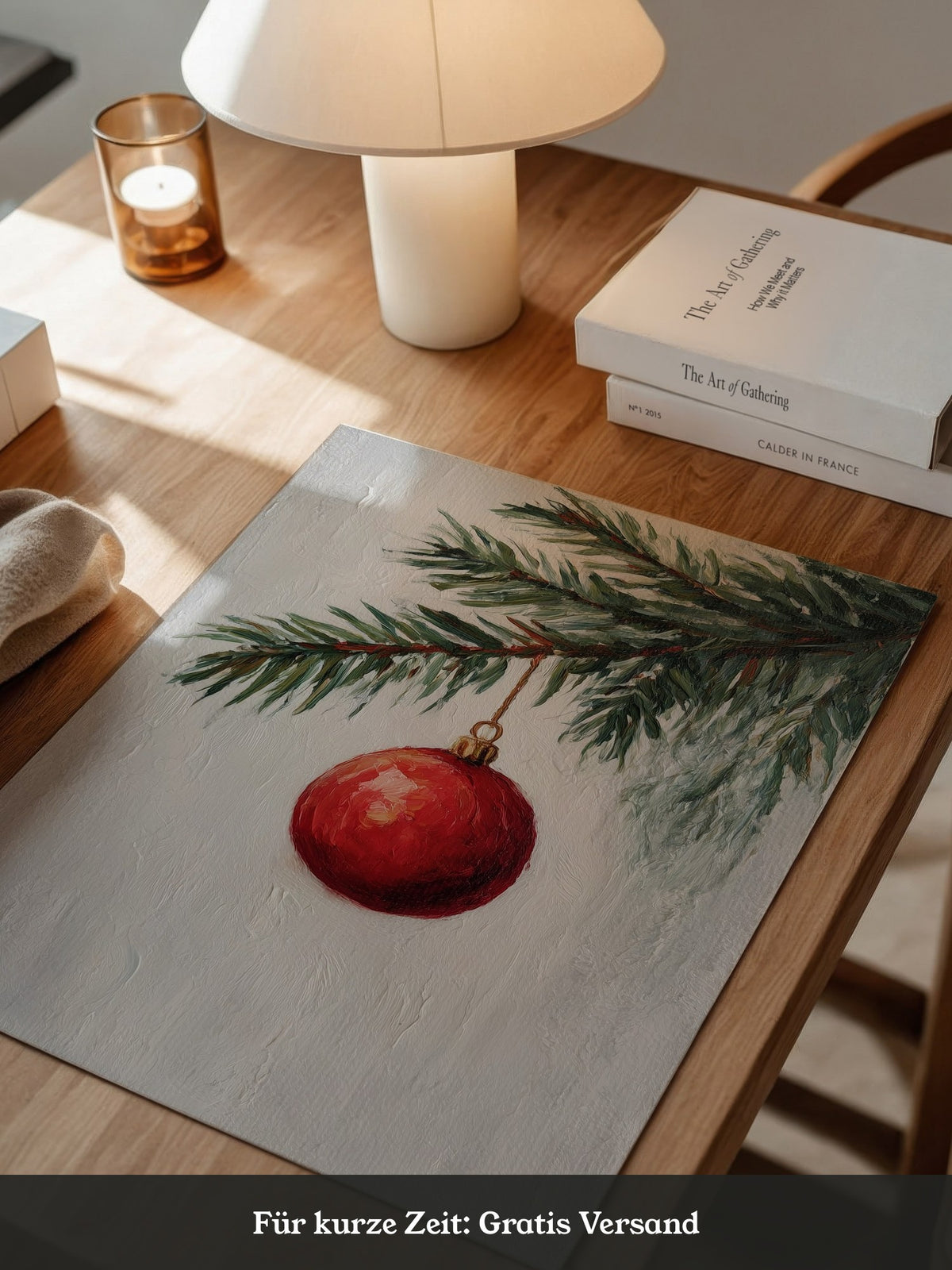 Weihnachtskugel Tannenzweig Malerei