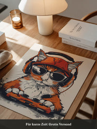 Gamer Katze mit Sonnenbrille