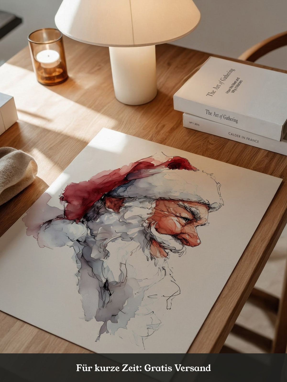 Weihnachtsmann Aquarell Profil