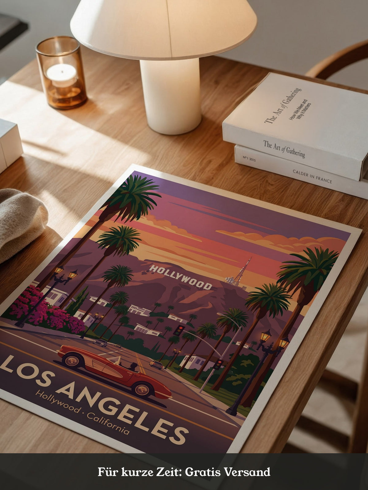 Hollywood Palmen Retro Sonnenuntergang