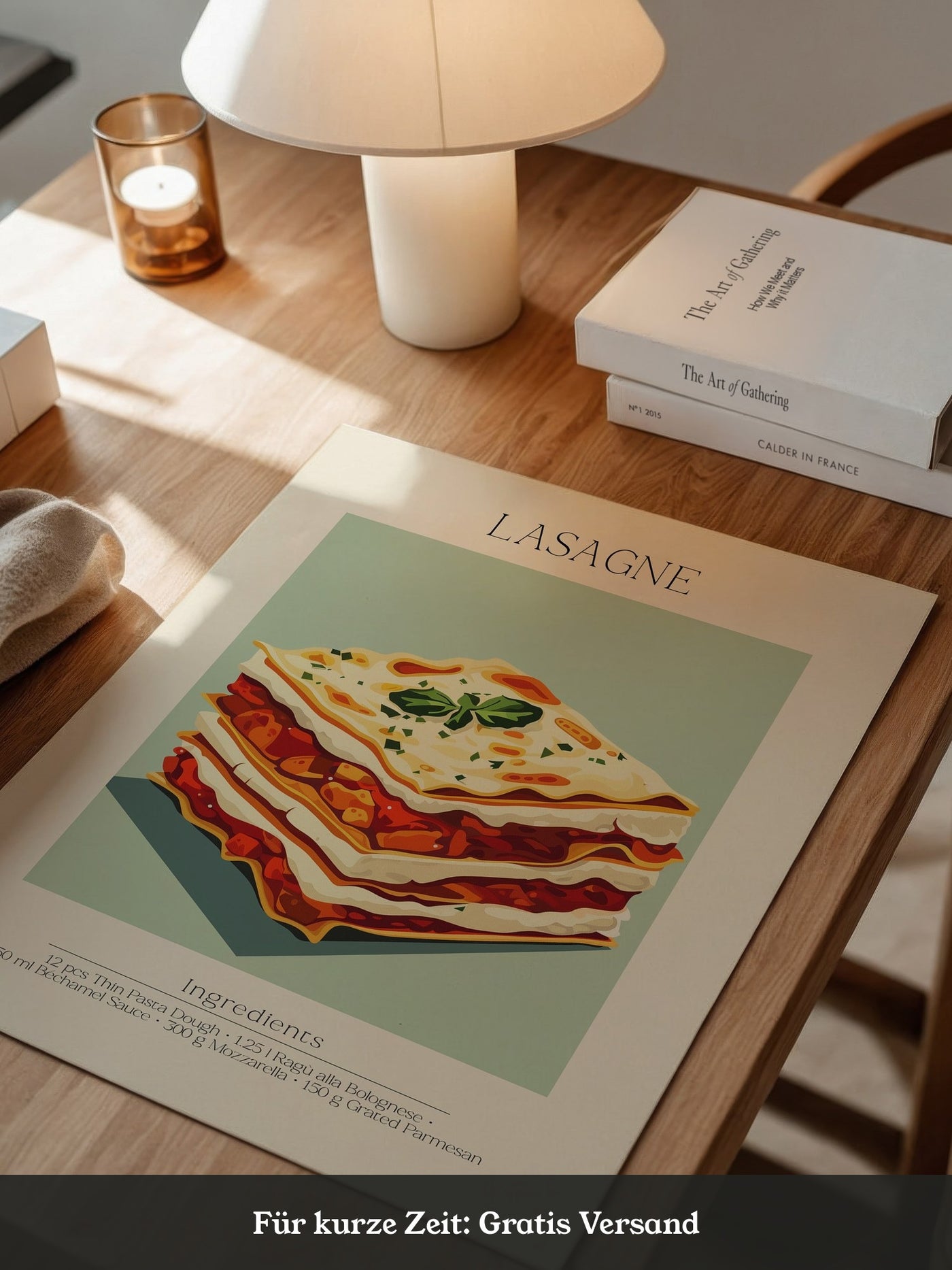 Lasagne Illustration Pastellfarben