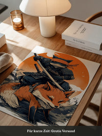 Fuchs Samurai Grafik Retro Hemiszenerie