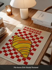 Croissant auf Rot-Weiß Karomuster
