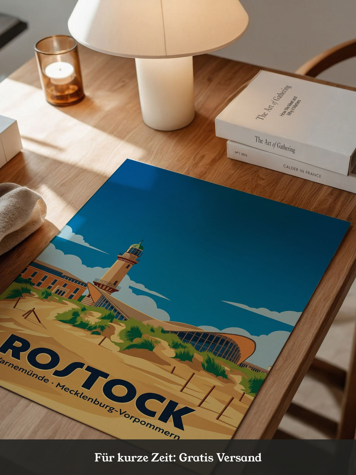 Rostock Leuchtturm Strand Illustration