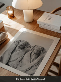 Hunde im Bademantel Grau