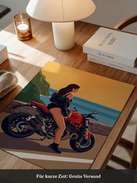 Motorrad Küste Frau Illustration