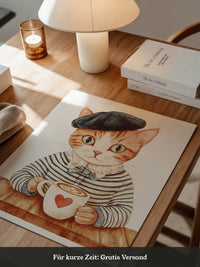 Katzen Barista Herzmuster Vintage