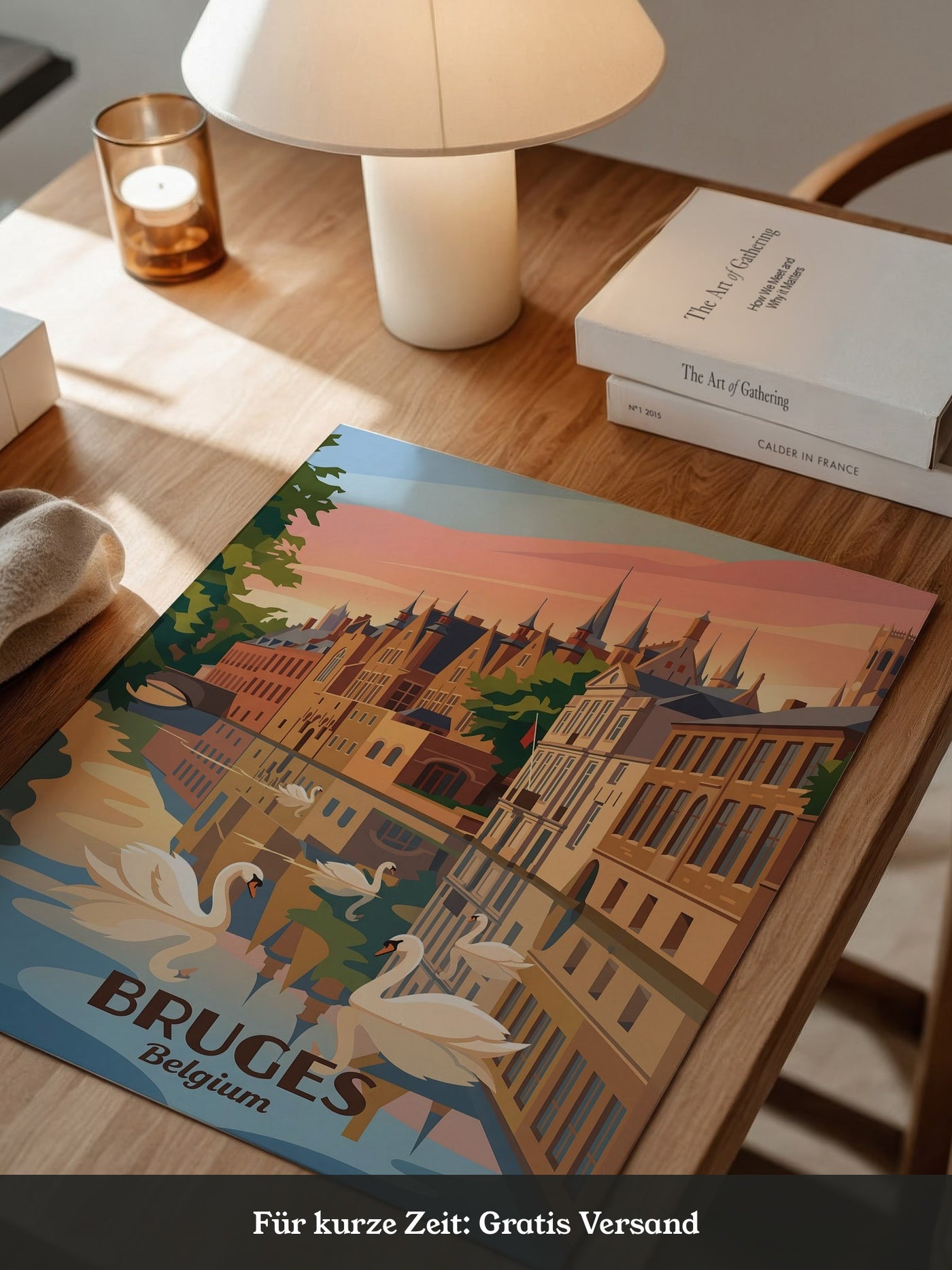 Brügge Grachten Schwäne Retro