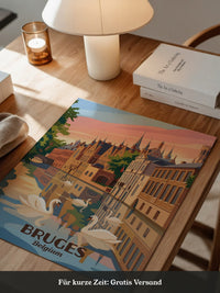 Brügge Grachten Schwäne Retro