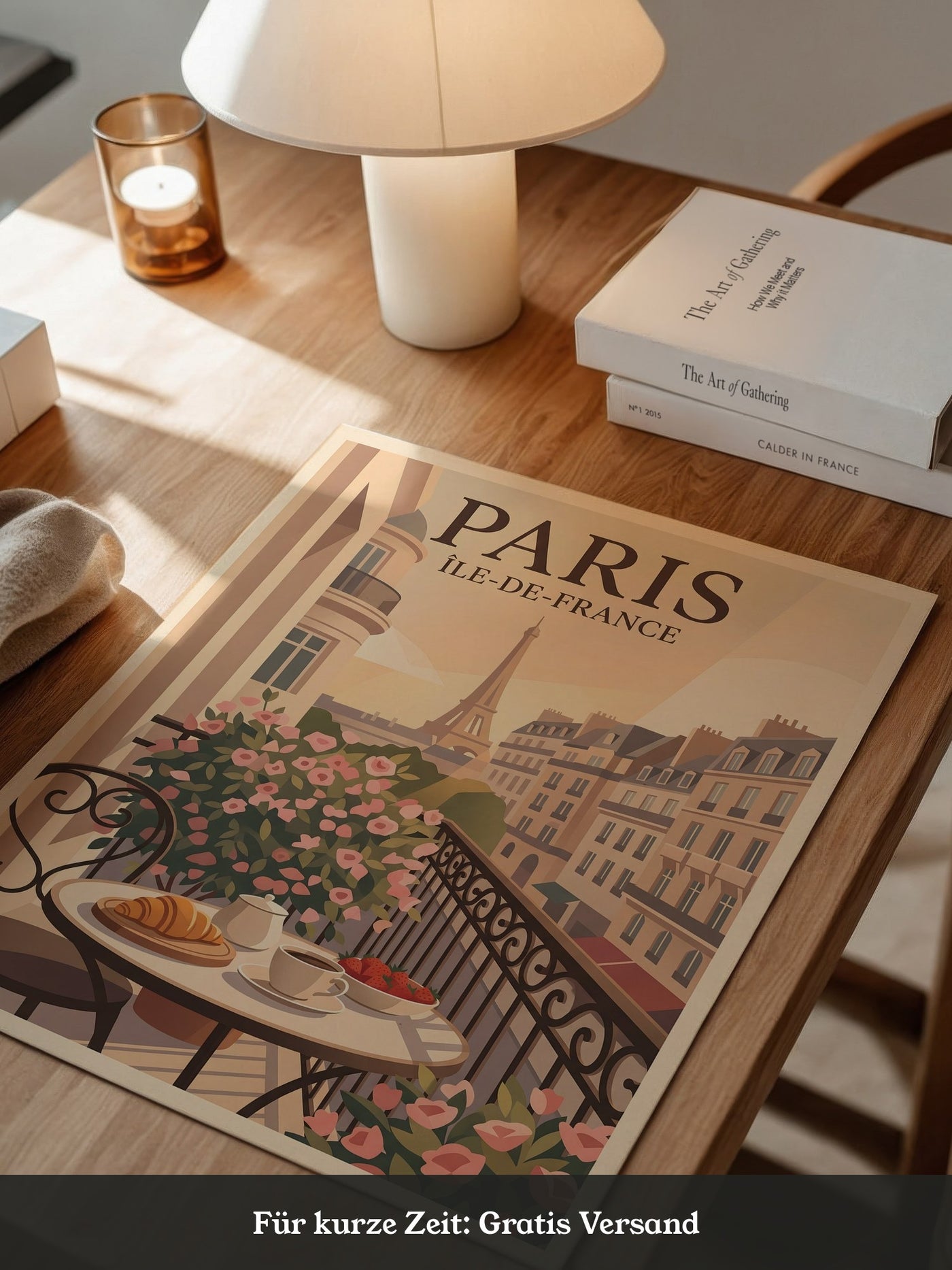 Paris Frühstück Balkon Pastell