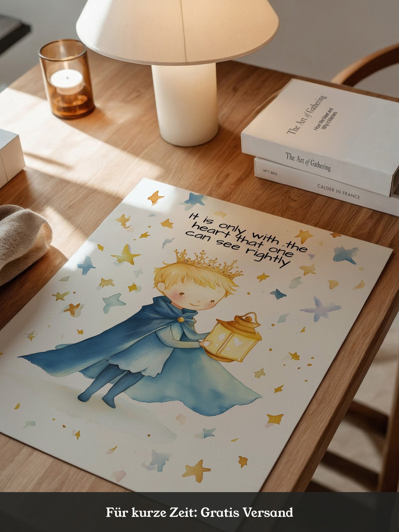 Kleiner Prinz Laterne Aquarell