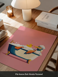 Ente Schaumbad Rosa Hintergrund