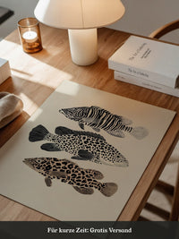 Fische Tiermuster Schwarz Weiß