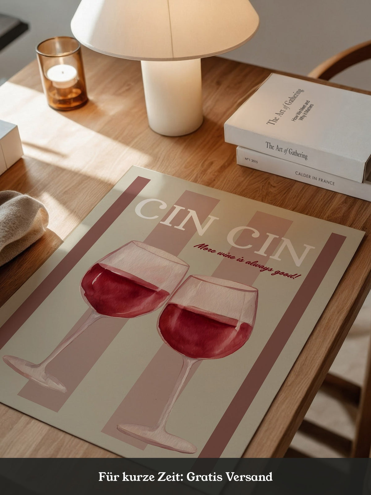 Weingläser Aquarell Prost Retro
