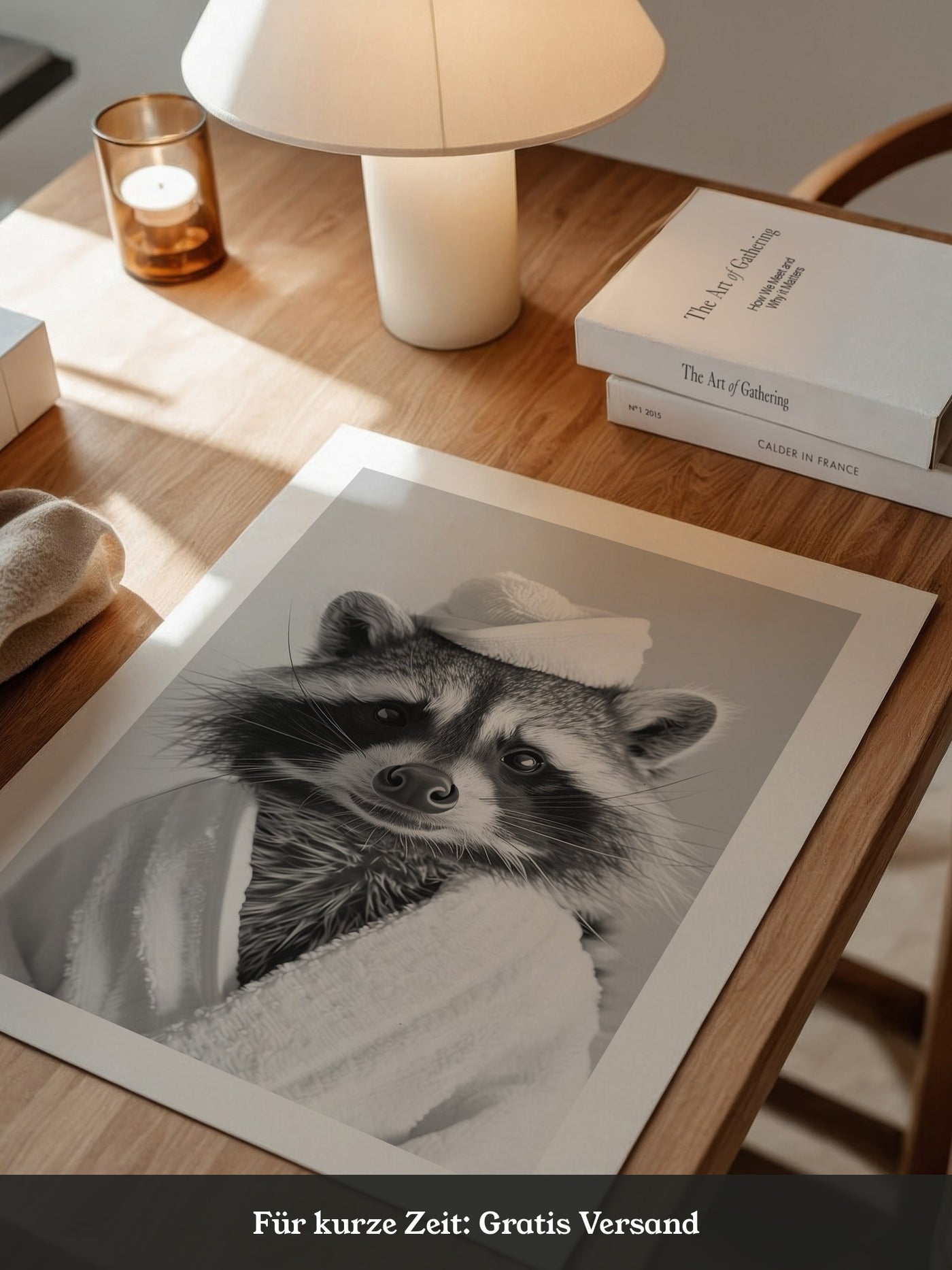Waschbär Bademantel Comic-Stil