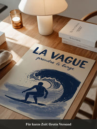 Surfer Welle Blau Kunstdruck