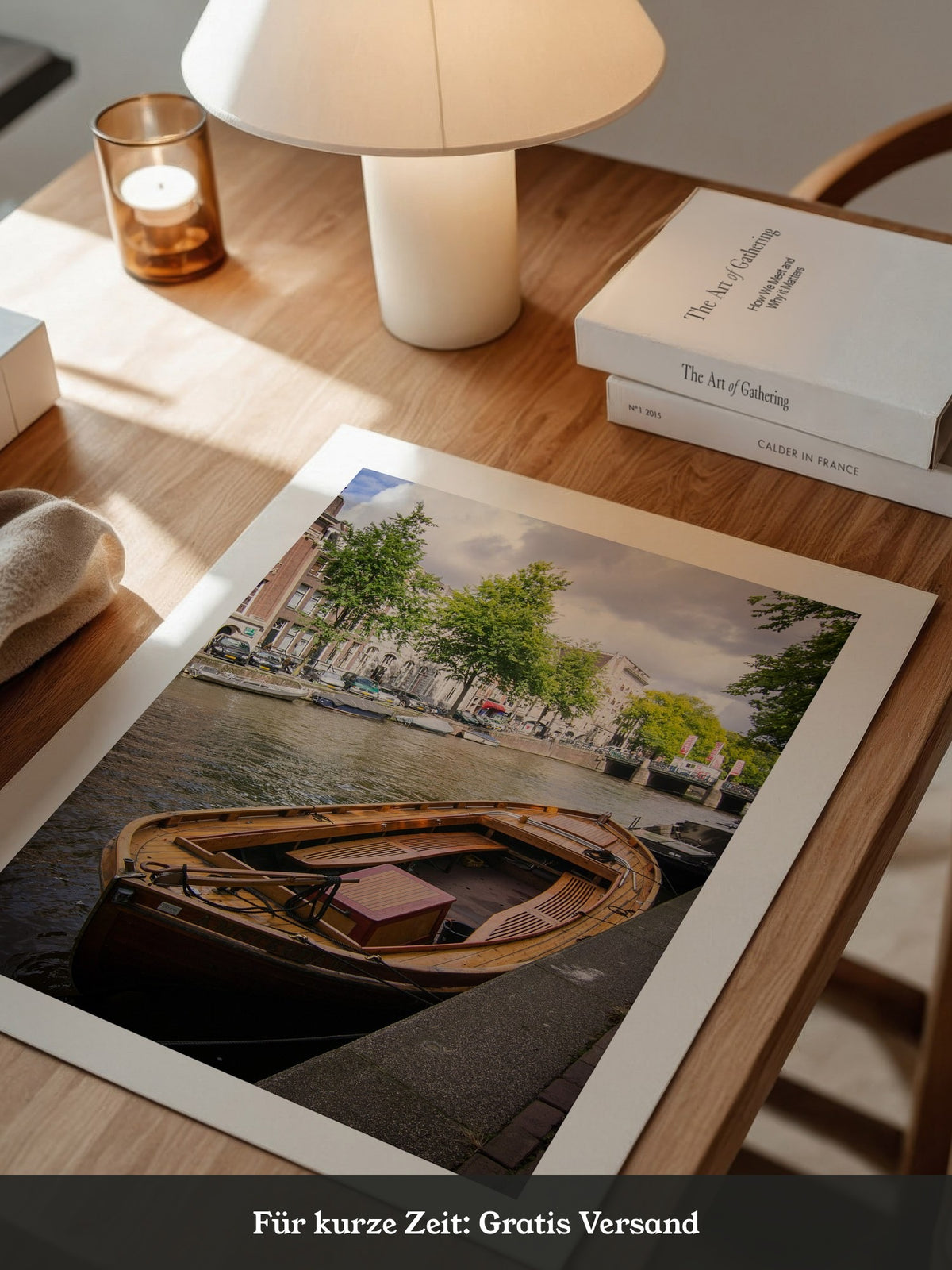 Holzboot Kanalansicht Amsterdam