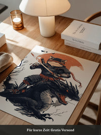 Frosch-Samurai auf Drache Illustration