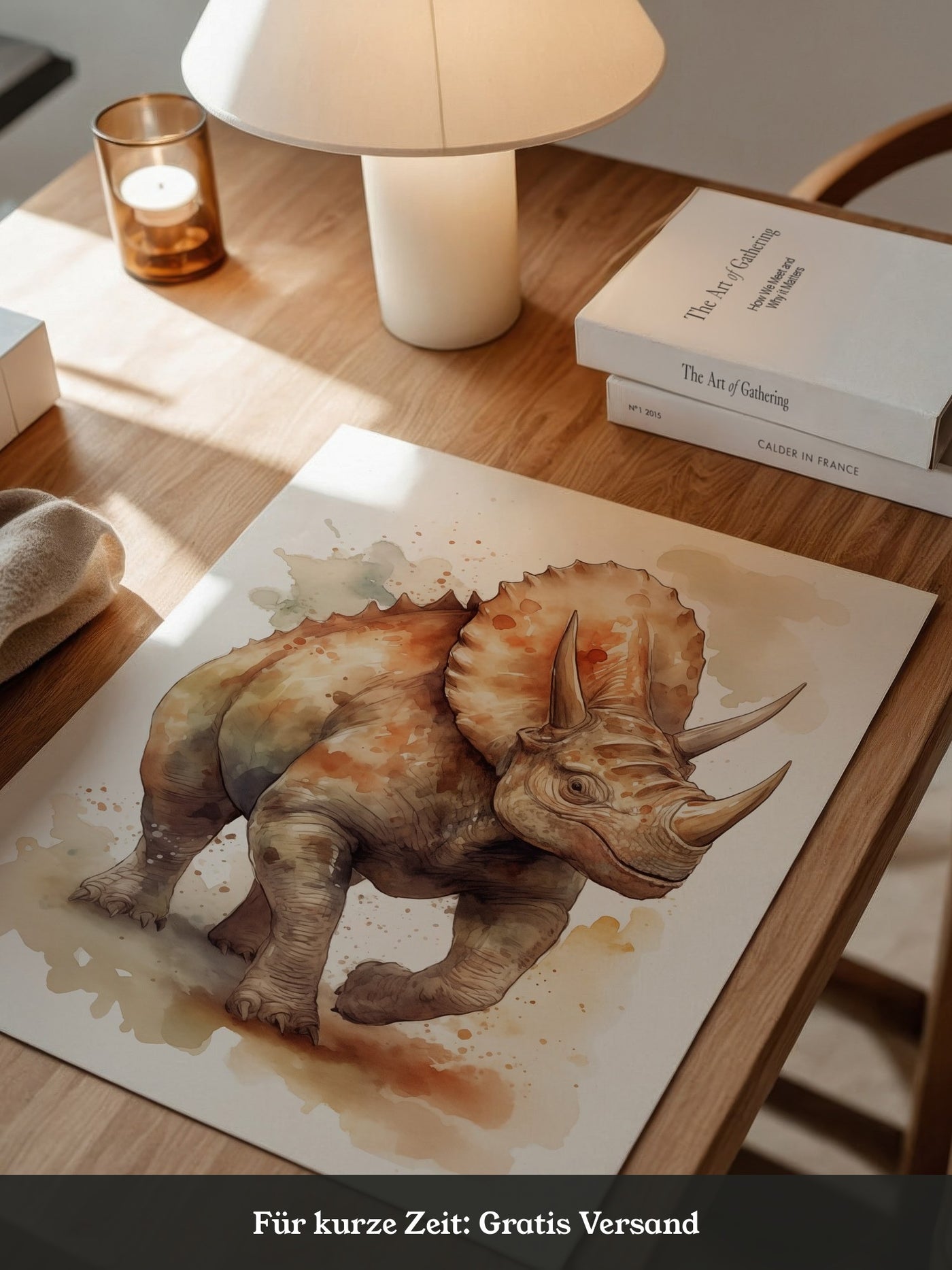Triceratops Aquarell Kunstwerk