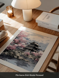 Japanischer Tempel Kirschblüten