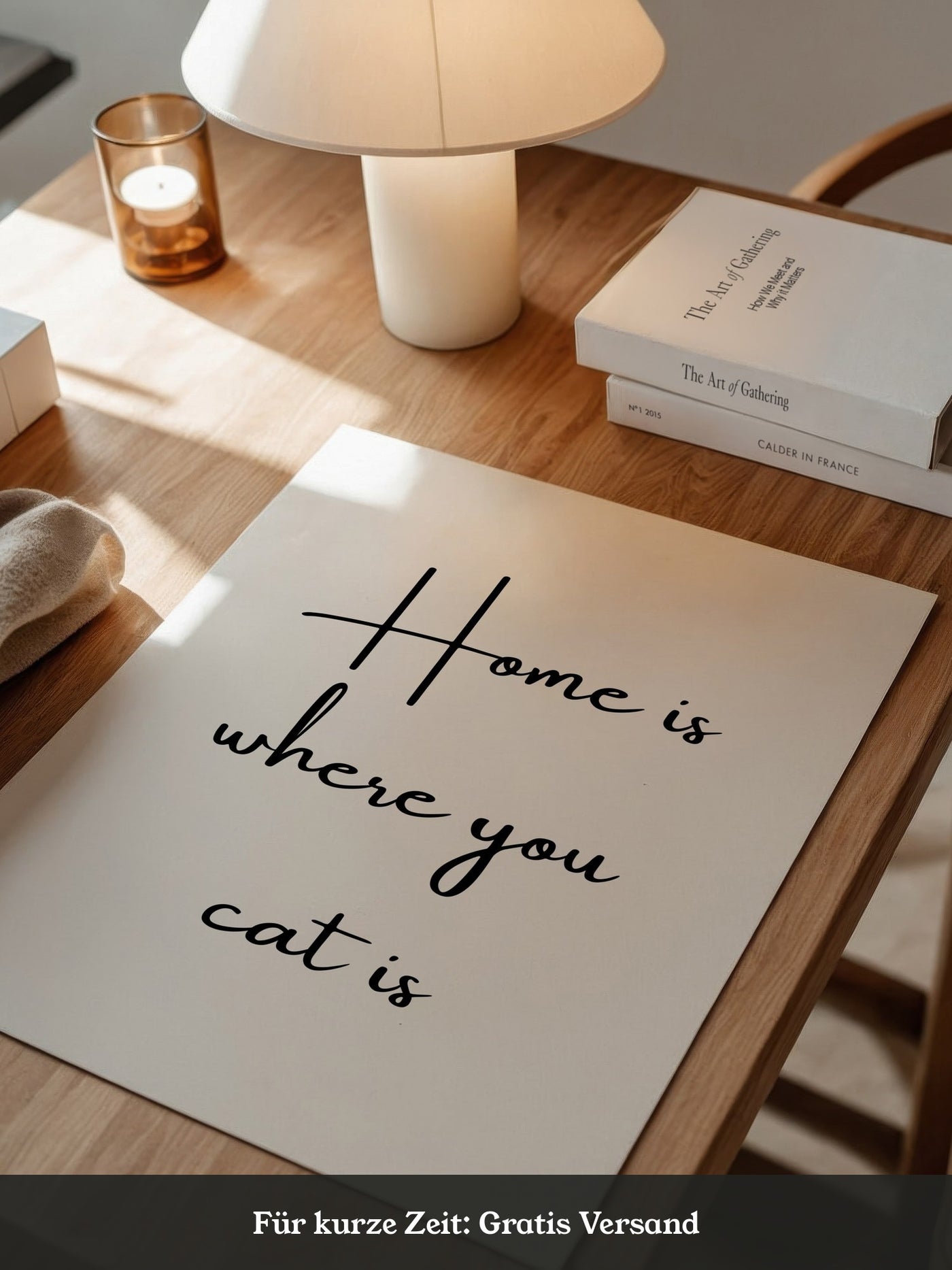 Schriftzug Zuhause Katze Liebe
