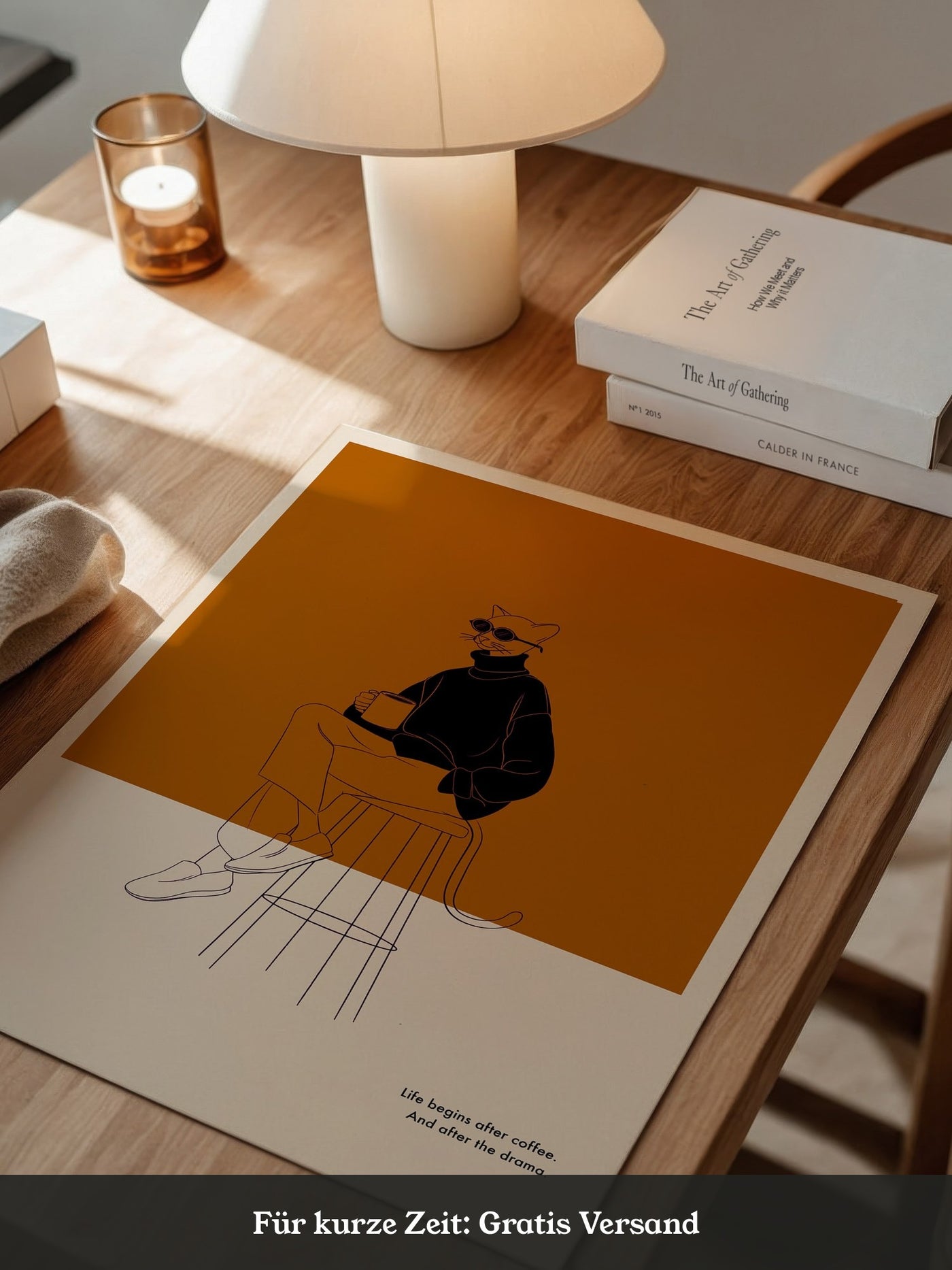 Katze mit Kaffee Retro-Look