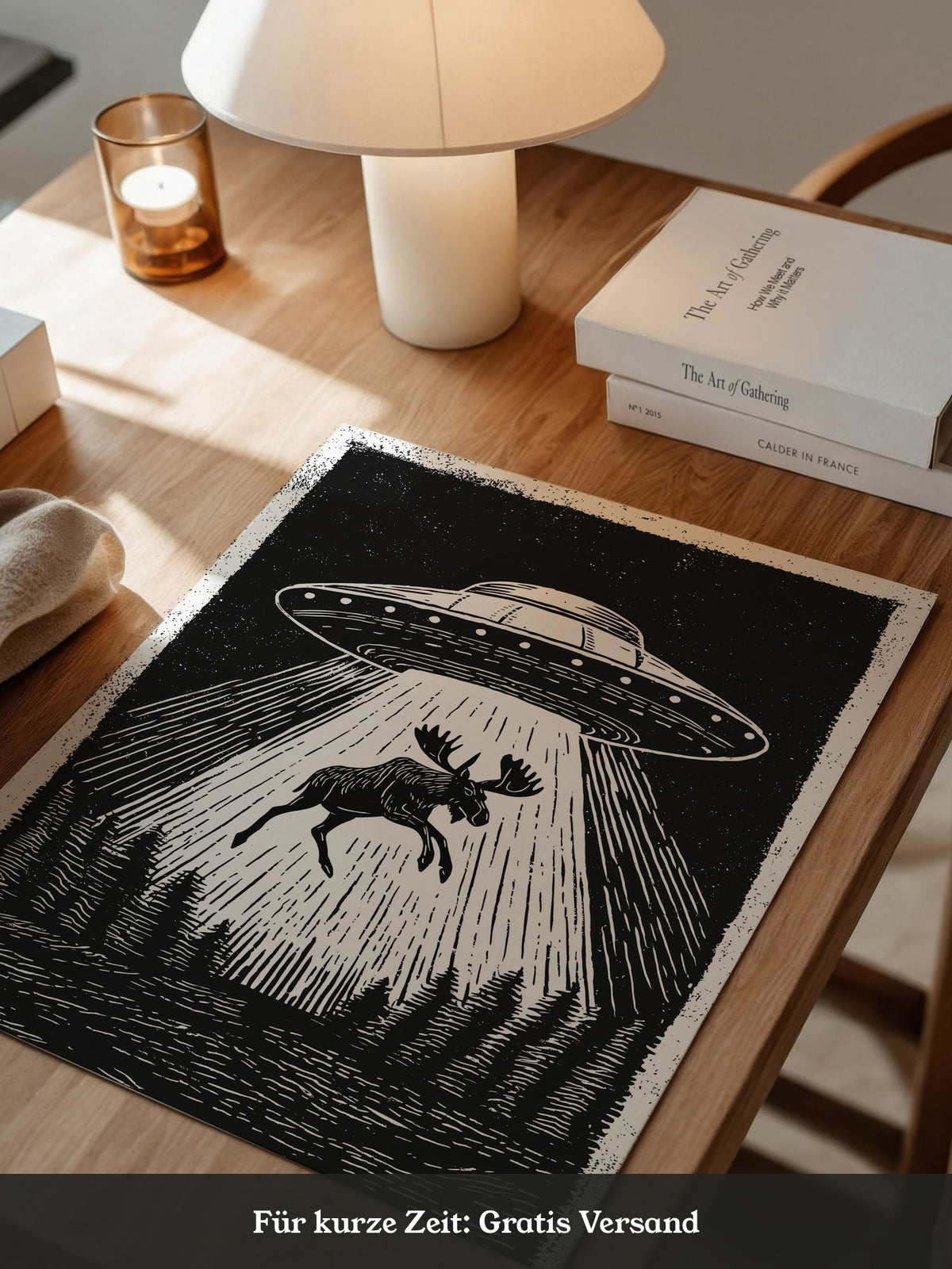 UFO Elch Abstrakt Schwarz-Weiß