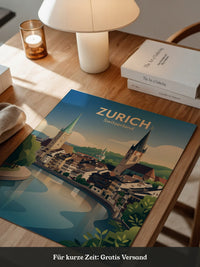 Zurich Fluss Altstadt Pastell