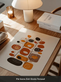 Abstrakte Blumen Braun Orange