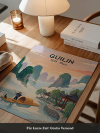 Guilin Bambusfloß Sonnenuntergang