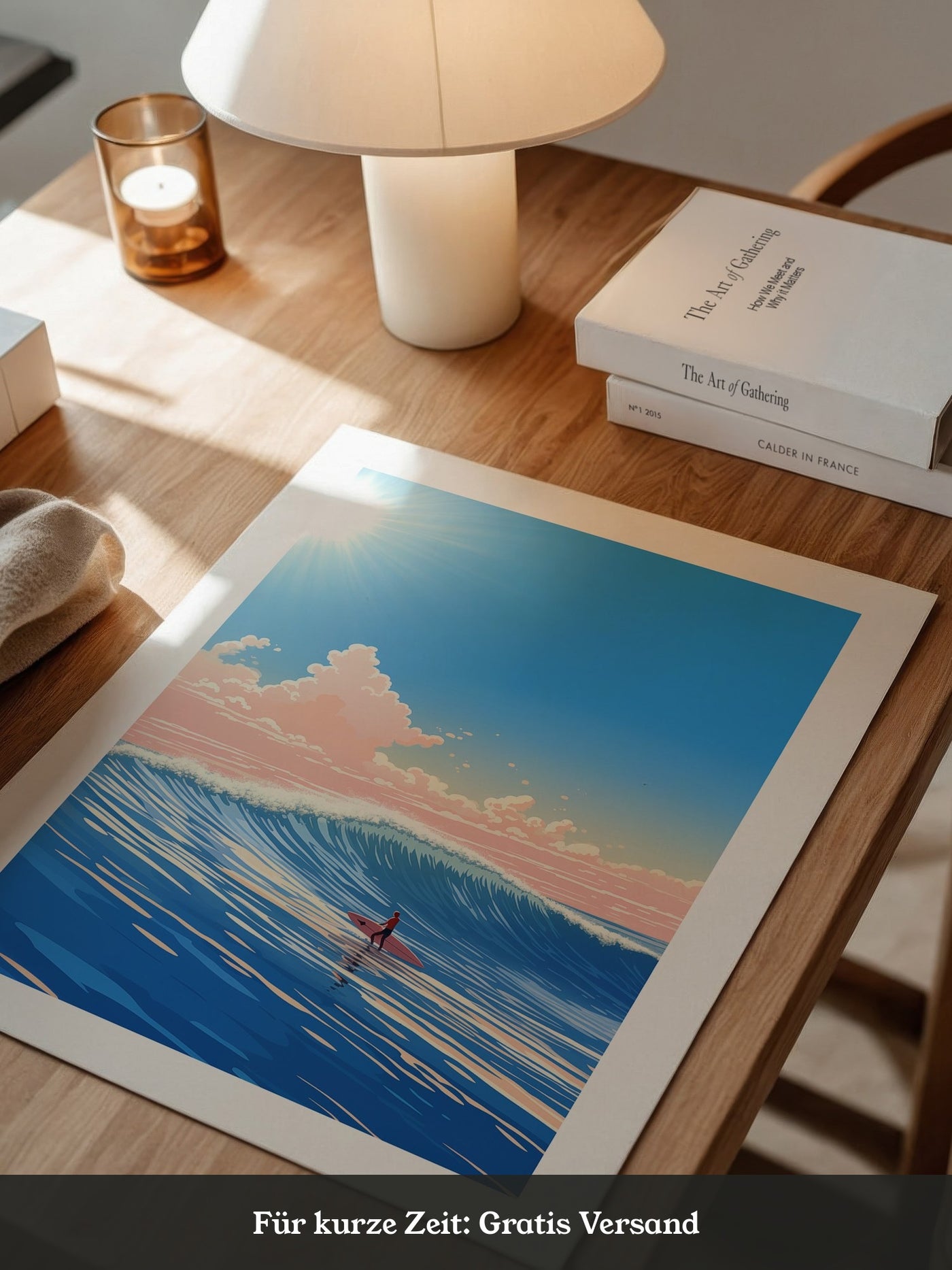 Surfer Welle pastellfarben