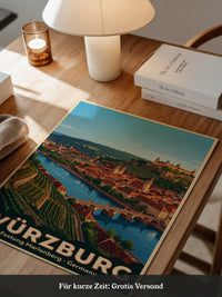 Würzburg Skyline Pastellfarben