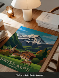 Alpine Idylle gemalt Schweiz