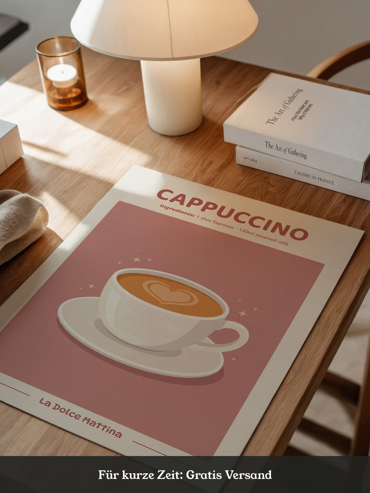 Herz Cappuccino rosa Hintergrund