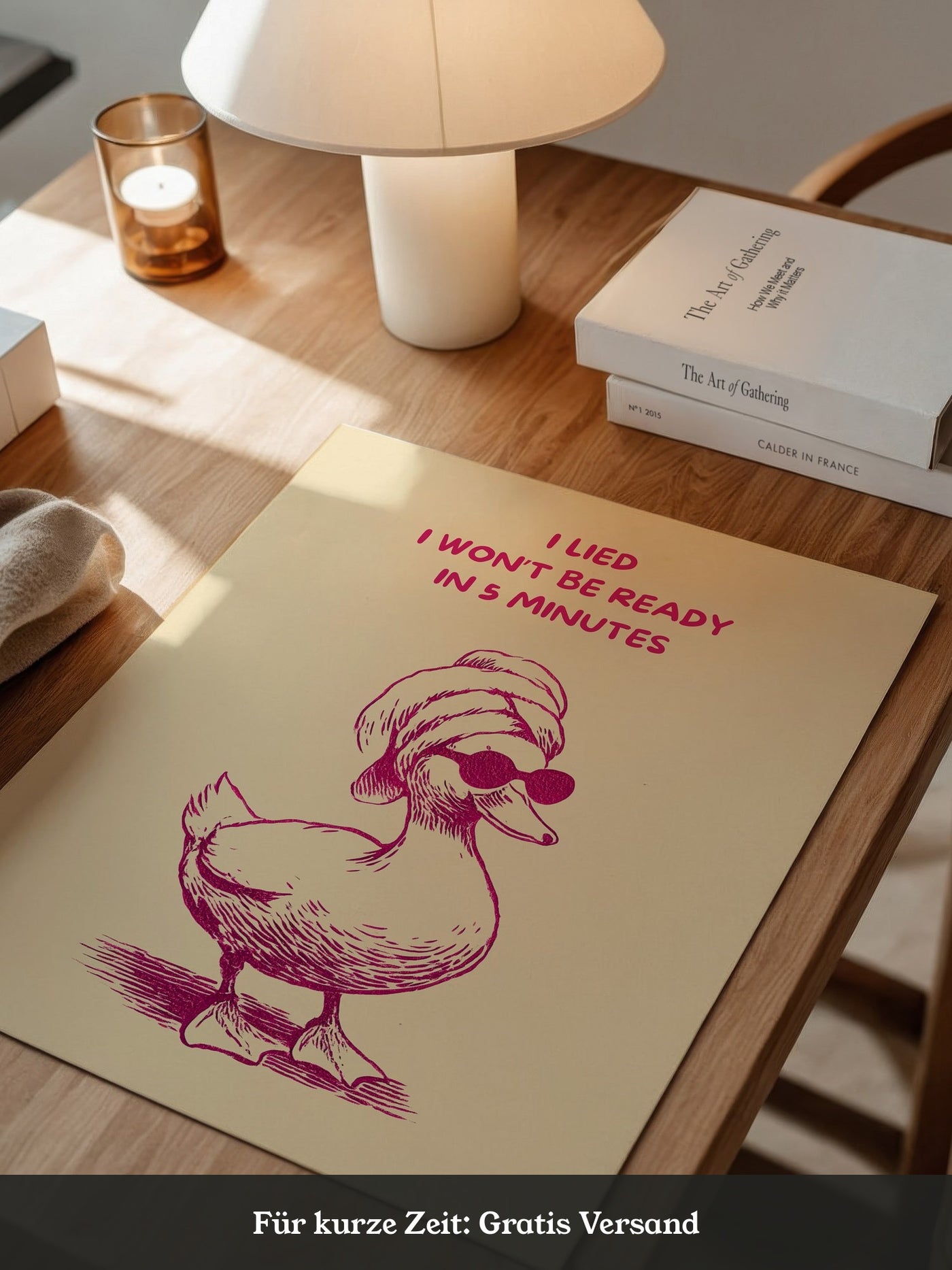 Ente Turban Humor Rosazeichnung