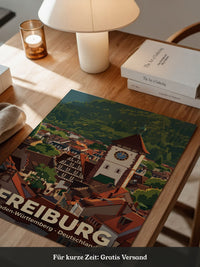 Freiburg Stadtansicht Illustration