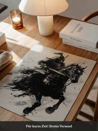 Samurai auf Pferd Tuschekunst