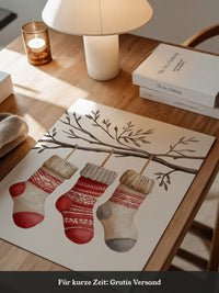 Weihnachtssocken Ast Aquarell