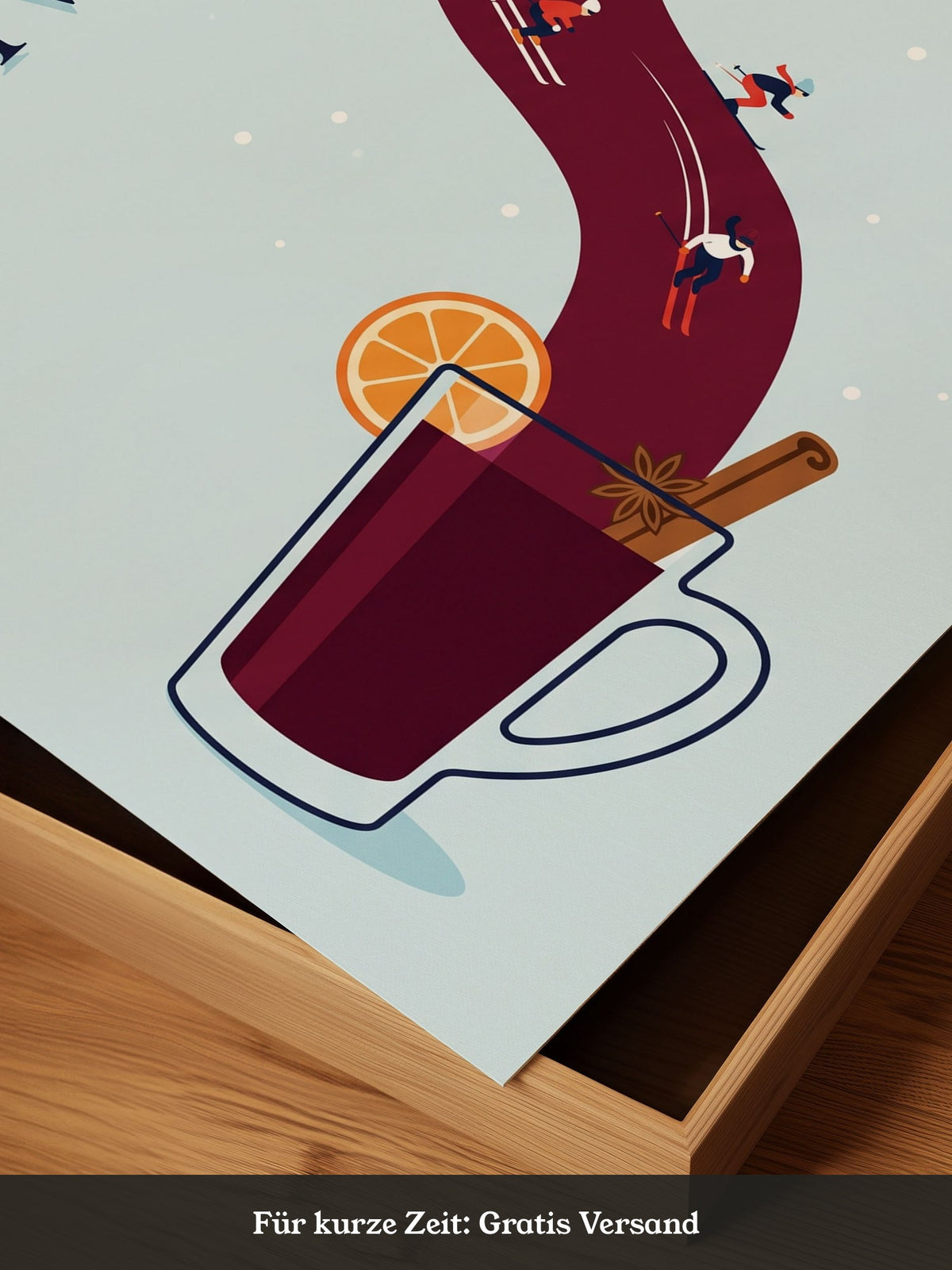 Glühwein Illustration Skifahrer
